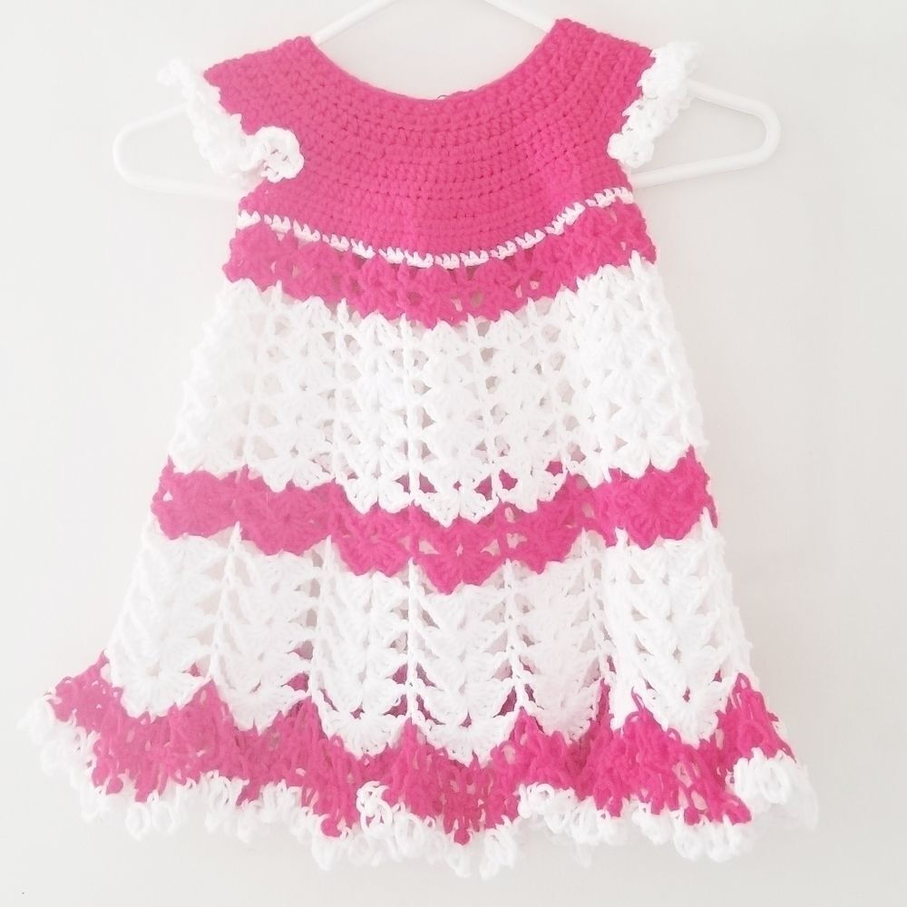 Hand crocheted child's dress new without tags